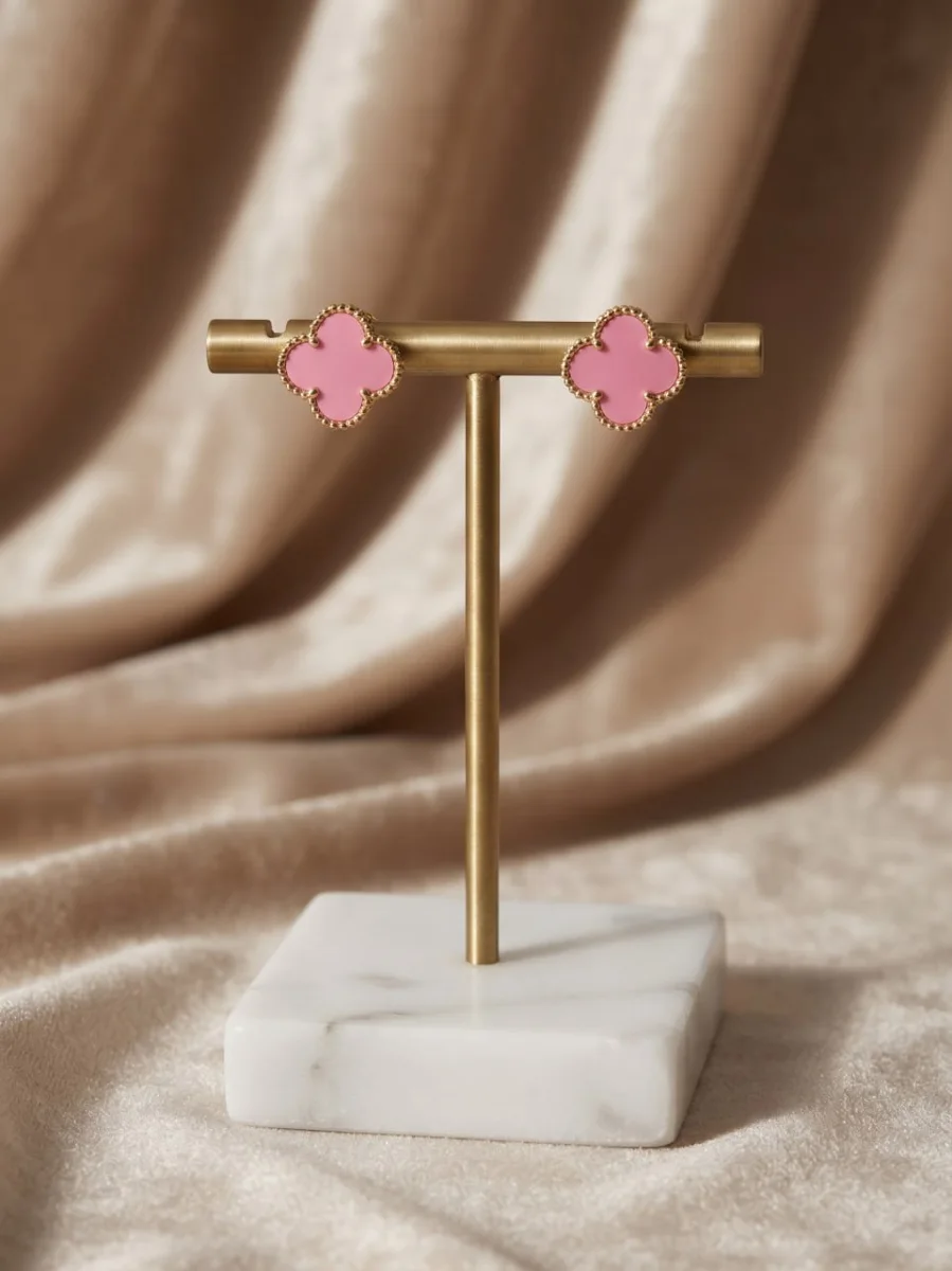 Boucles d'oreilles trèfle rose | Glam